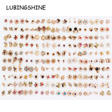 Load image into Gallery viewer, 100 Pairs Women Acrylic Crystal Small Stud Earrings Sets Girl Child Heart Star Animal Moon Crown Earring Jewelry
