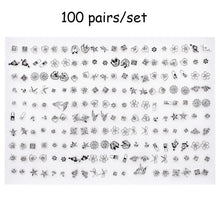 Load image into Gallery viewer, 100 Pairs Women Acrylic Crystal Small Stud Earrings Sets Girl Child Heart Star Animal Moon Crown Earring Jewelry

