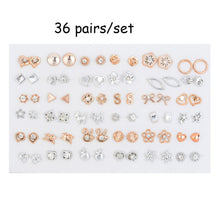 Load image into Gallery viewer, 100 Pairs Women Acrylic Crystal Small Stud Earrings Sets Girl Child Heart Star Animal Moon Crown Earring Jewelry
