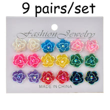 Load image into Gallery viewer, 100 Pairs Women Acrylic Crystal Small Stud Earrings Sets Girl Child Heart Star Animal Moon Crown Earring Jewelry
