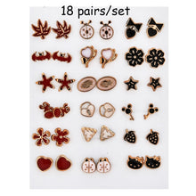 Load image into Gallery viewer, 100 Pairs Women Acrylic Crystal Small Stud Earrings Sets Girl Child Heart Star Animal Moon Crown Earring Jewelry
