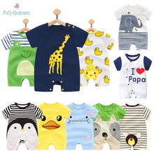 Load image into Gallery viewer, 100% Pure Cotton Baby Girl Romper Summer Short Sleeved Cartoon Animal Jumpsuit Toddler Cute Boutique Clothes For Baby Clothing
