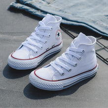 Load image into Gallery viewer, Kids shoes for girl children canvas shoes boys sneakers Spring autumn girls shoes White High Solid fashion Children shoes
