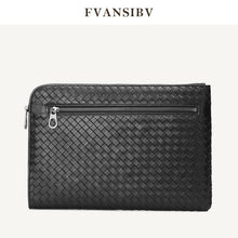 Load image into Gallery viewer, Business Men's Clutch Bag 100% Genuine Leather Sheepskin Woven Luxury Brand Envelope Bag Multi-Function Large Capacity A4 Paper
