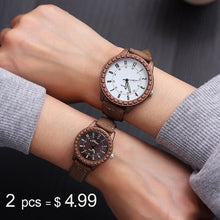 Load image into Gallery viewer, Couple Watches Leather Lover's Watches Simple School Student Watch Gifts for Men Women Clock Pareja Minimalist Pair watch
