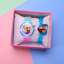 Load image into Gallery viewer, Colorful Flash Light Princess Elsa Watch for Girls Rubber Strap Cute Cartoon Children Kids Watches with Bracelet reloj infantil

