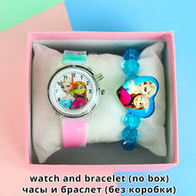 Load image into Gallery viewer, Colorful Flash Light Princess Elsa Watch for Girls Rubber Strap Cute Cartoon Children Kids Watches with Bracelet reloj infantil
