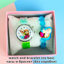 Load image into Gallery viewer, Colorful Flash Light Princess Elsa Watch for Girls Rubber Strap Cute Cartoon Children Kids Watches with Bracelet reloj infantil
