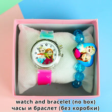 Load image into Gallery viewer, Colorful Flash Light Princess Elsa Watch for Girls Rubber Strap Cute Cartoon Children Kids Watches with Bracelet reloj infantil
