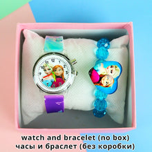 Load image into Gallery viewer, Colorful Flash Light Princess Elsa Watch for Girls Rubber Strap Cute Cartoon Children Kids Watches with Bracelet reloj infantil
