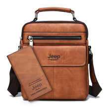 Load image into Gallery viewer, JEEP BULUO Brand Men's Crossbody Shoulder Bags High quality Tote Fashion Business Man Messenger Bag Big Size Split Leather Bags
