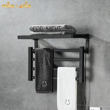 Load image into Gallery viewer, Intelligent Thermostatic Electric Heating Towel shelf rack Carbon Fiber Heating Household Towel Rack
