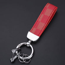 Load image into Gallery viewer, Luxury Genuine Leather Lanyard Keychain Men Women Square Pattern Gunmetal Buckle Car Key Ring Holder Jewelry Gift Chaveiro
