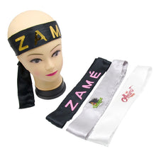 Load image into Gallery viewer, Custom Logo Rose Black Silk Satin Headband Wig Wrap Grip Band For Hair Satin Edge Laying Scarf Wrap
