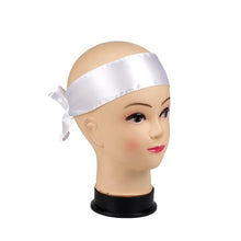 Load image into Gallery viewer, Custom Logo Rose Black Silk Satin Headband Wig Wrap Grip Band For Hair Satin Edge Laying Scarf Wrap
