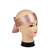 Load image into Gallery viewer, Custom Logo Rose Black Silk Satin Headband Wig Wrap Grip Band For Hair Satin Edge Laying Scarf Wrap
