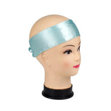 Load image into Gallery viewer, Custom Logo Rose Black Silk Satin Headband Wig Wrap Grip Band For Hair Satin Edge Laying Scarf Wrap
