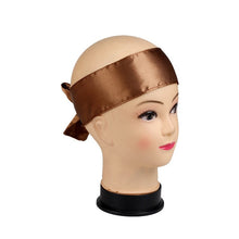 Load image into Gallery viewer, Custom Logo Rose Black Silk Satin Headband Wig Wrap Grip Band For Hair Satin Edge Laying Scarf Wrap
