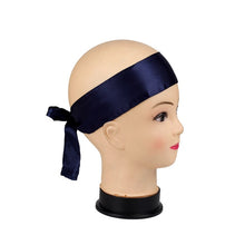 Load image into Gallery viewer, Custom Logo Rose Black Silk Satin Headband Wig Wrap Grip Band For Hair Satin Edge Laying Scarf Wrap
