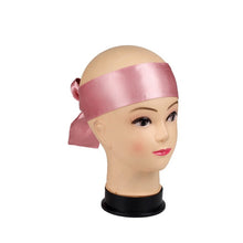 Load image into Gallery viewer, Custom Logo Rose Black Silk Satin Headband Wig Wrap Grip Band For Hair Satin Edge Laying Scarf Wrap
