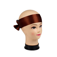 Load image into Gallery viewer, Custom Logo Rose Black Silk Satin Headband Wig Wrap Grip Band For Hair Satin Edge Laying Scarf Wrap
