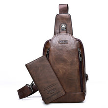 Load image into Gallery viewer, JEEP BULUO Brand Travel Hiking Cross Body Messenger Shoulder bags Men's Large Capacity Chest Sling Bag Solid Men Leather Bag
