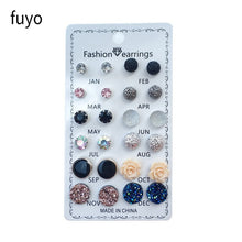 Load image into Gallery viewer, 12 pairs/set Crystal Fashion Earrings Set Women Jewelry Accessories Piercing Ball Stud Earring kit Bijouteria brincos New 2019
