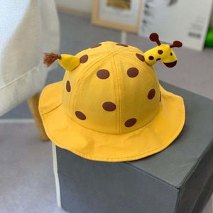 2 In1 Kids Summer Bucket Hat Removable Sunscreen Shield For Child High-quality Cute cartoon Giraffe Skin-friendly Baby Hats New