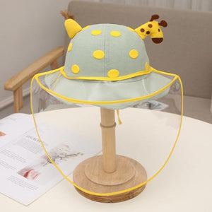 2 In1 Kids Summer Bucket Hat Removable Sunscreen Shield For Child High-quality Cute cartoon Giraffe Skin-friendly Baby Hats New