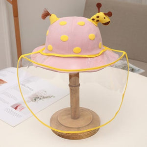 2 In1 Kids Summer Bucket Hat Removable Sunscreen Shield For Child High-quality Cute cartoon Giraffe Skin-friendly Baby Hats New