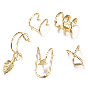 1/5PCS Ear Cuffs 2020 Fashion Earrings No Piercing Fake Cartilage Earring Leaf Ear Cuff Clip Earrings for Women