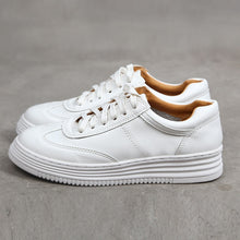 Load image into Gallery viewer, Fashion White Split Leather Women Chunky Sneakers White Shoes Lace Up Tenis Feminino Zapatos De Mujer Platform Women Casual Shoe
