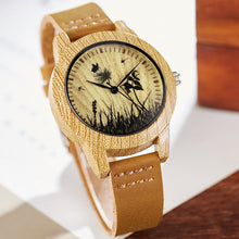 Load image into Gallery viewer, Creative Wood Watch Men Women Couple Quartz Imitate Bamboo Wooden Watch Minimalist Watches Brown Genuine Leather Wrist Clock
