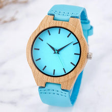 Load image into Gallery viewer, Creative Wood Watch Men Women Couple Quartz Imitate Bamboo Wooden Watch Minimalist Watches Brown Genuine Leather Wrist Clock

