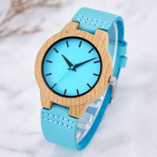 Load image into Gallery viewer, Creative Wood Watch Men Women Couple Quartz Imitate Bamboo Wooden Watch Minimalist Watches Brown Genuine Leather Wrist Clock
