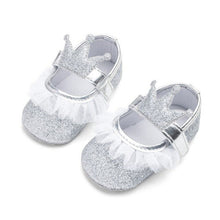 Load image into Gallery viewer, Baby Shoes Newborn PU Bow Cute Crown Non-slip Soft Bottom Baby Girl Shoes First Walker Fashion Princess Shoes
