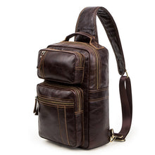 Load image into Gallery viewer, CONTACT'S Multifunction Crossbody Bag for Men Genuine Leather Chest Pack Male Messenger Bags for 13.3" Laptop Casual Chest Bag
