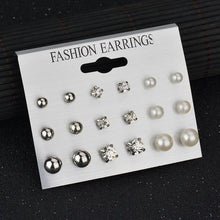 Load image into Gallery viewer, Gold Stud Earring Set 29 Styles Rhinestone imitation Pearl Earrings For Women
