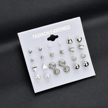Load image into Gallery viewer, Gold Stud Earring Set 29 Styles Rhinestone imitation Pearl Earrings For Women
