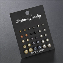 Load image into Gallery viewer, Gold Stud Earring Set 29 Styles Rhinestone imitation Pearl Earrings For Women
