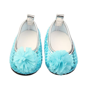 15 Clolors 7cm Sequins Doll Shoes Cute Flower Star Panda Shoes For 18inch American Doll,1/3 BJD 43cm Baby Girl Dolls Toy Gift