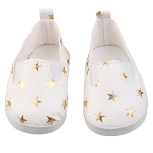 15 Clolors 7cm Sequins Doll Shoes Cute Flower Star Panda Shoes For 18inch American Doll,1/3 BJD 43cm Baby Girl Dolls Toy Gift