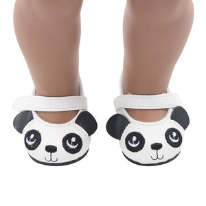 15 Clolors 7cm Sequins Doll Shoes Cute Flower Star Panda Shoes For 18inch American Doll,1/3 BJD 43cm Baby Girl Dolls Toy Gift