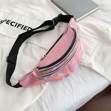 Load image into Gallery viewer, Brivilas holographic waist bags women banana pink fanny pack female belt bag black geometric waist packs laser chest phone pouch
