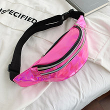 Load image into Gallery viewer, Brivilas holographic waist bags women banana pink fanny pack female belt bag black geometric waist packs laser chest phone pouch
