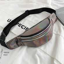 Load image into Gallery viewer, Brivilas holographic waist bags women banana pink fanny pack female belt bag black geometric waist packs laser chest phone pouch
