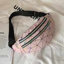 Load image into Gallery viewer, Brivilas holographic waist bags women banana pink fanny pack female belt bag black geometric waist packs laser chest phone pouch
