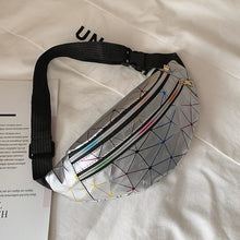 Load image into Gallery viewer, Brivilas holographic waist bags women banana pink fanny pack female belt bag black geometric waist packs laser chest phone pouch
