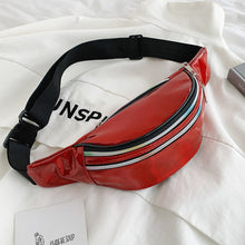 Load image into Gallery viewer, Brivilas holographic waist bags women banana pink fanny pack female belt bag black geometric waist packs laser chest phone pouch
