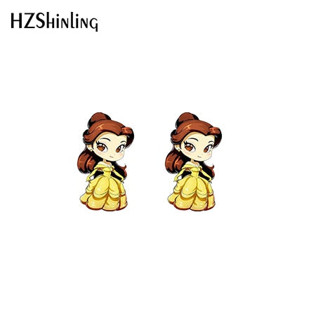 2019 New Princess Acrylic Earring Funny Shrink Dinks Earring Epoxy Cute Girl Stud Earrings